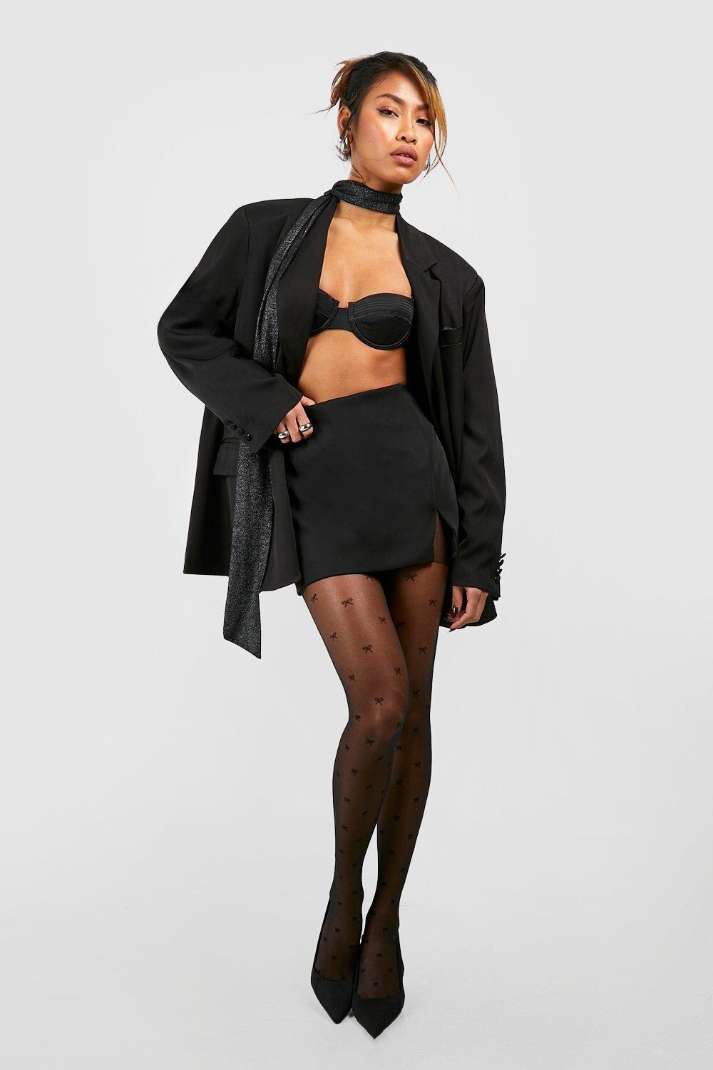 

Прозрачные колготки с мини-бантом boohoo, черный