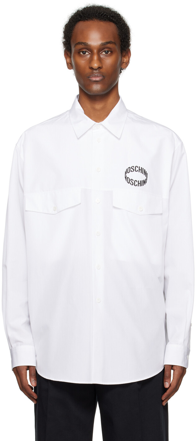 

Белая рубашка с петлями Moschino