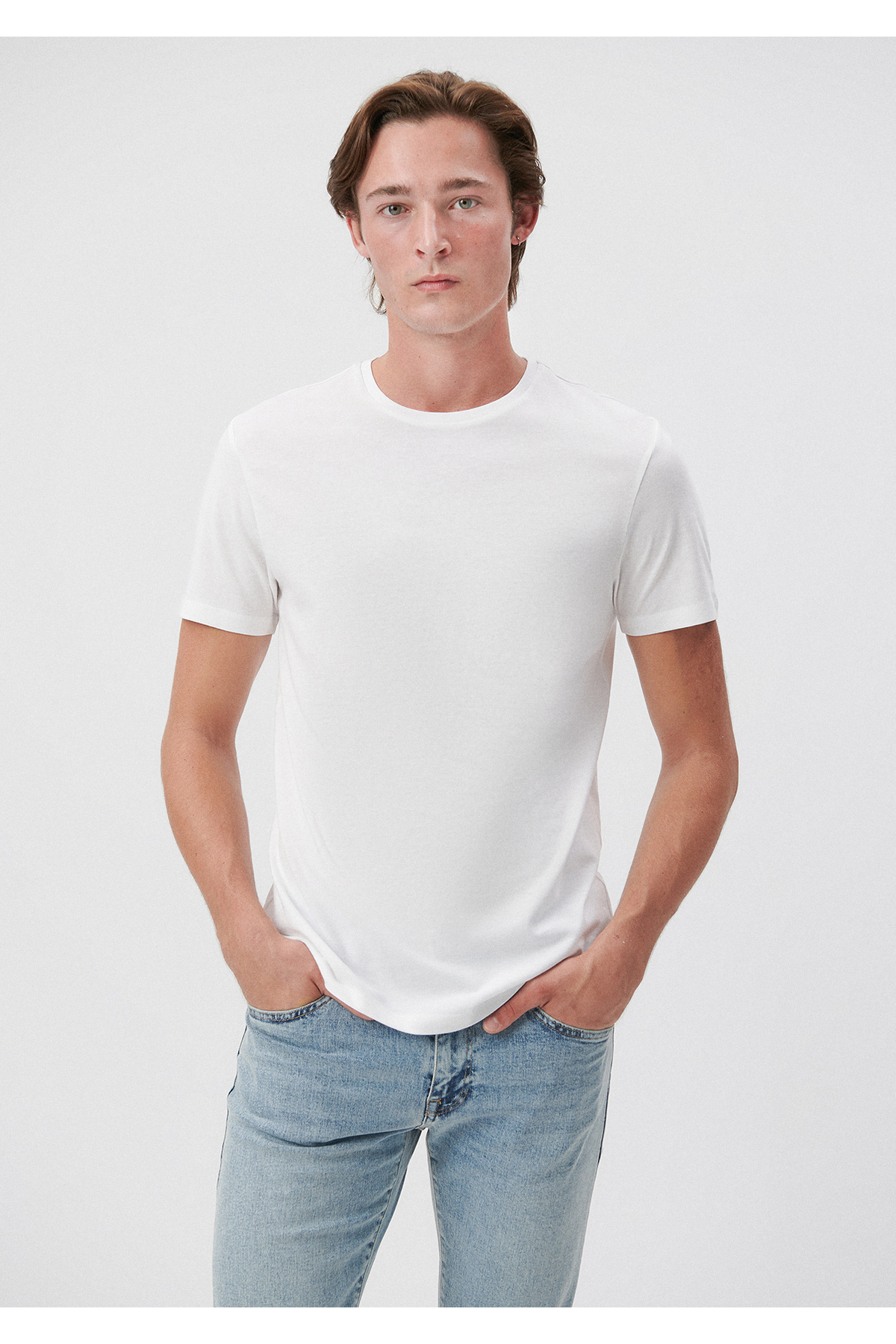 Белая базовая футболка приталенного/узкого кроя Mavi, белый фото