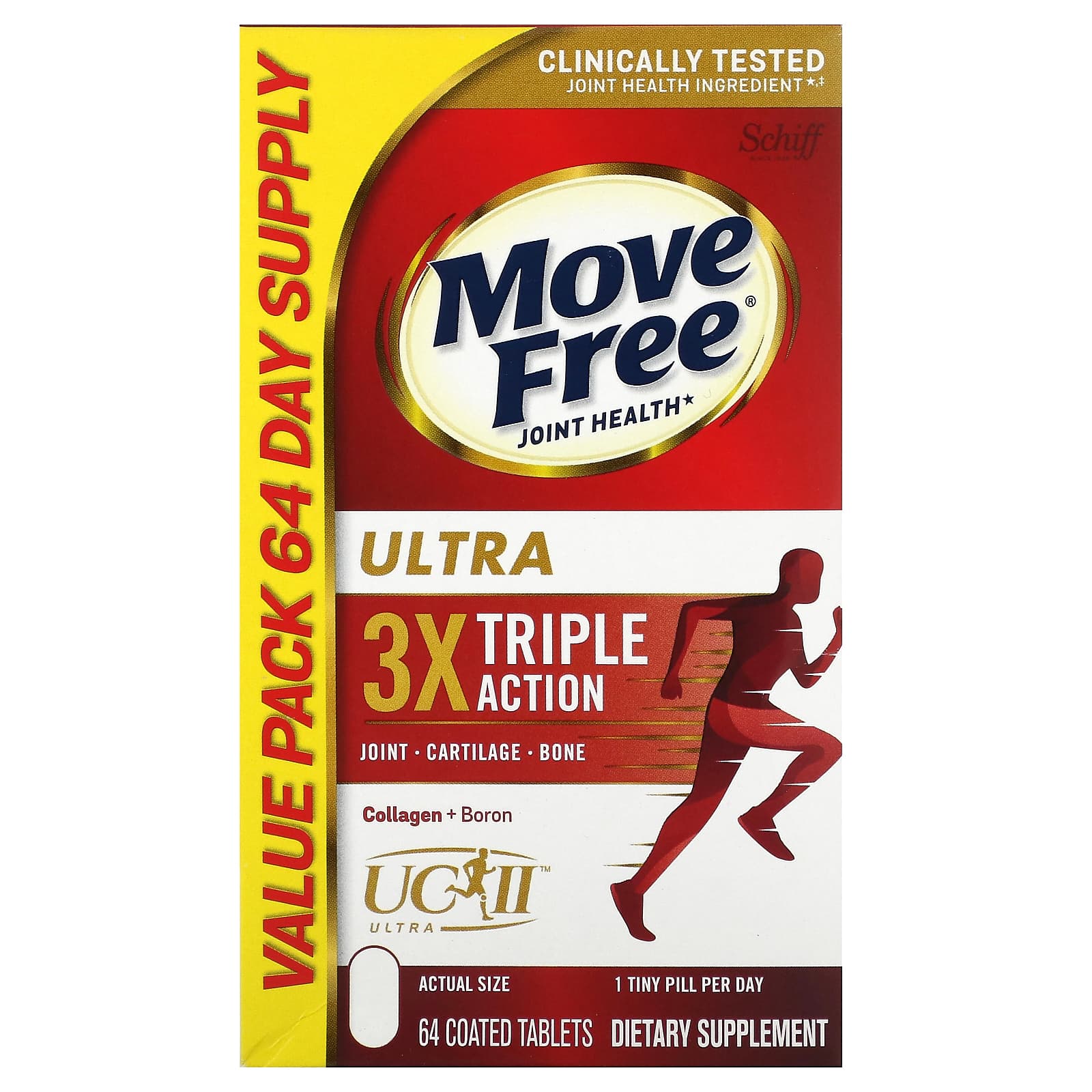 

Move Free Joint Health, Ultra, тройного действия, 64 таблетки в оболочке, Schiff