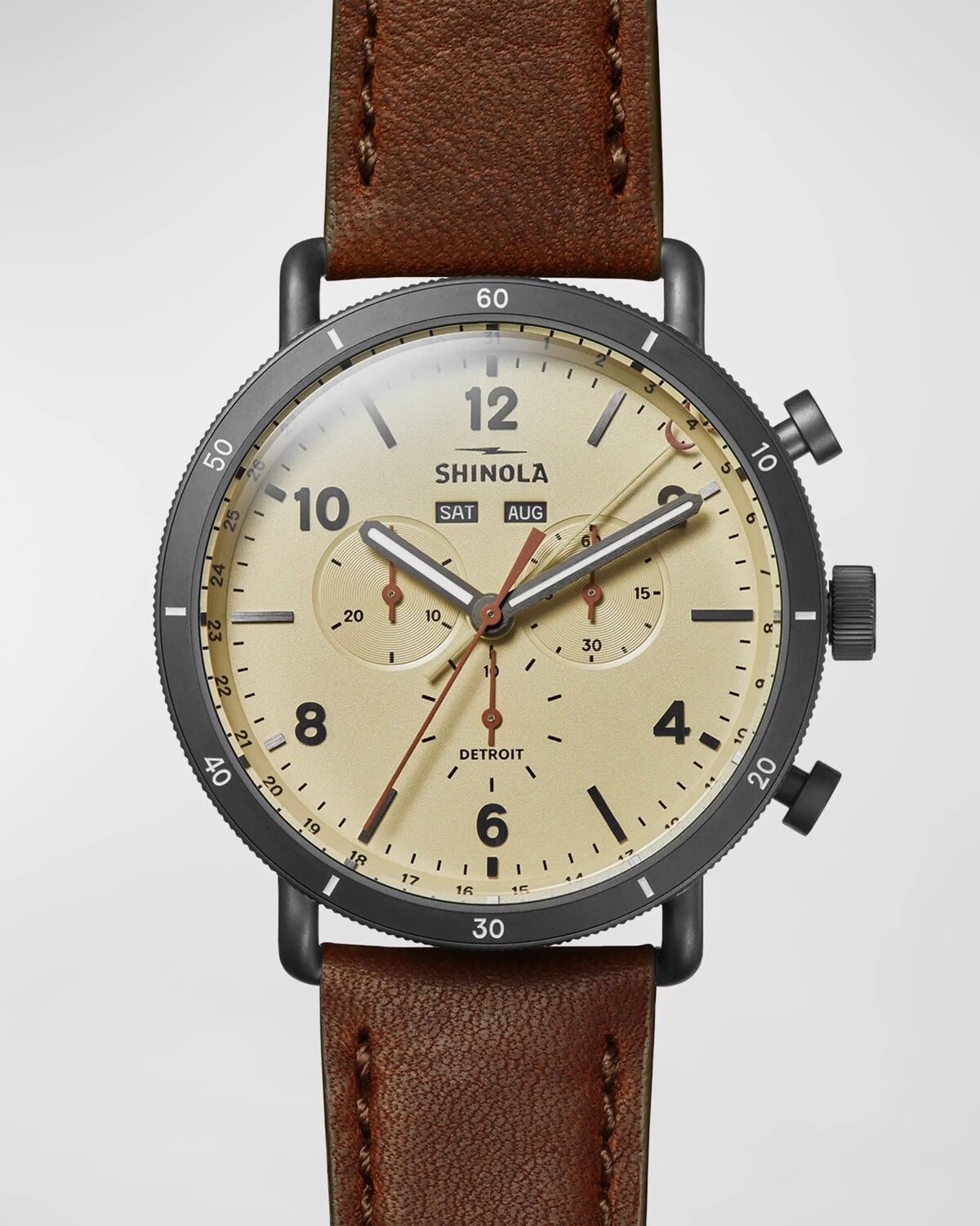 

Мужские часы Canfield Sport с кожаным ремешком, 45 мм Shinola, цвет Gray