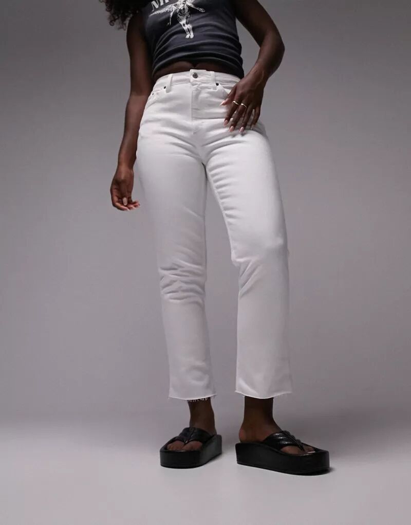 Белые джинсы прямого кроя Topshop белые джинсы mango прямого кроя