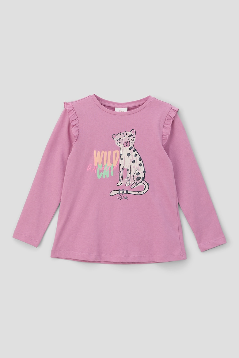 Хлопковая блузка со складками S Oliver, розовый