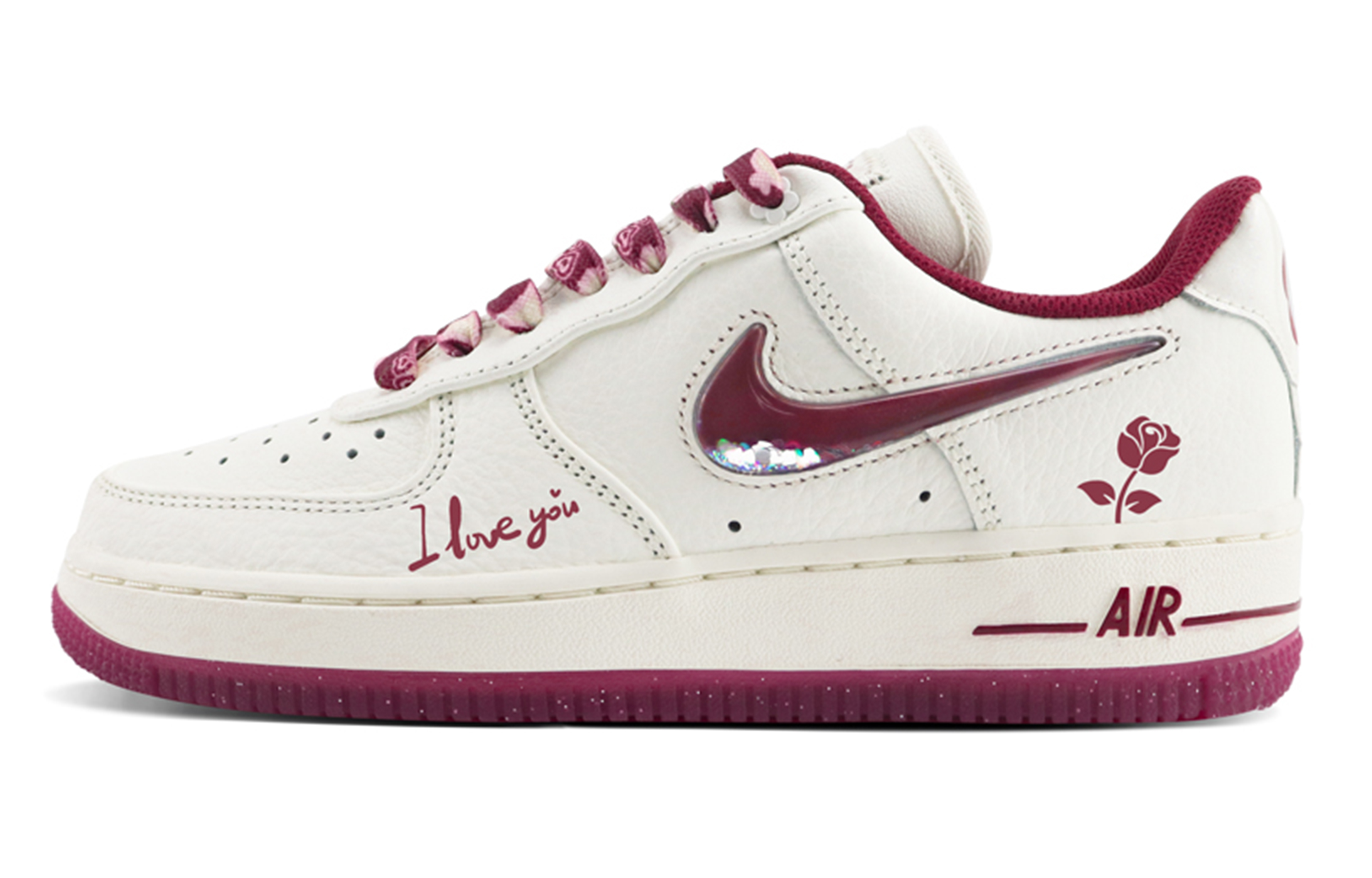 

Кроссовки Nike Air Force 1 Skateboarding Shoes Women's Low-top White/red, цвет Burgundy