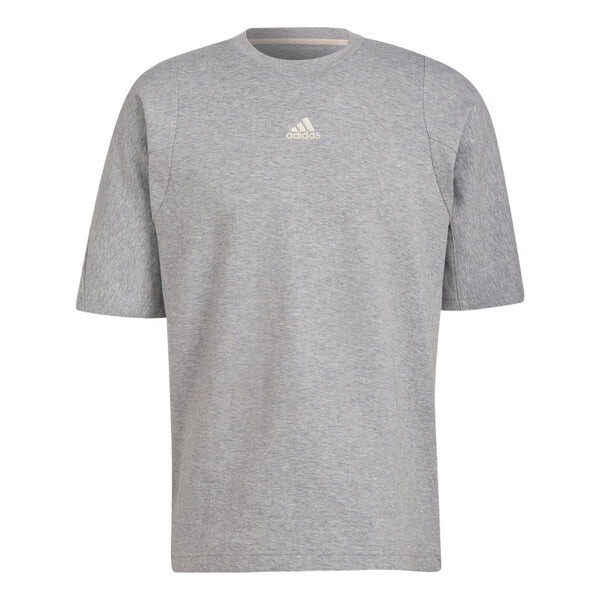 

Футболка Men's adidas Internal Tee Solid Color Logo Round Neck Pullover Sports Short Sleeve Medium Hemp Grey T-Shirt, мультиколор
