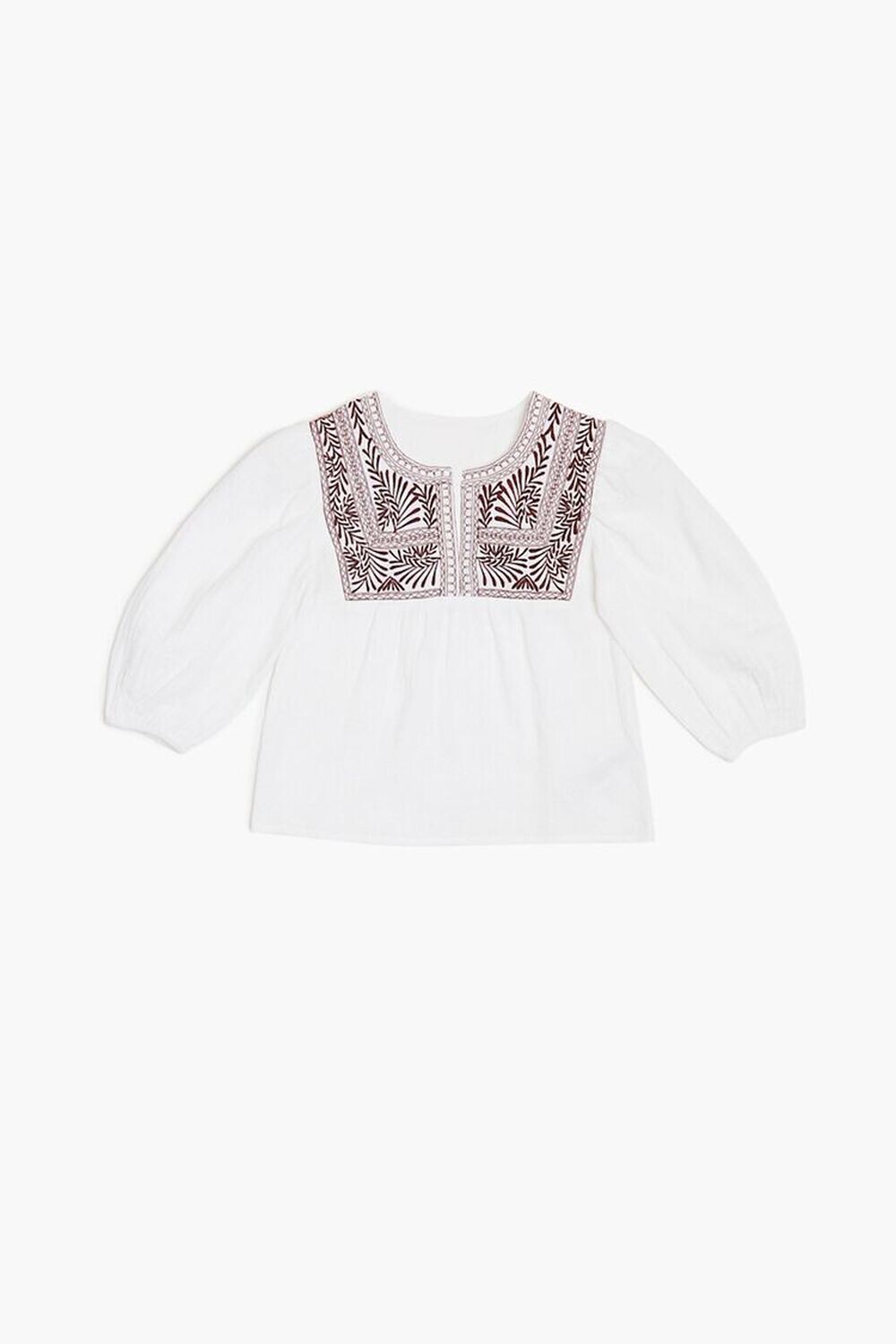 

Топ для девочек с вышивкой листьями Forever 21, белый