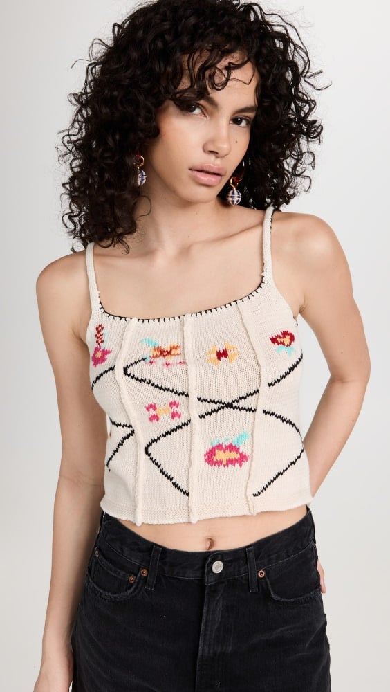 

Топ Tach Clothing Aida Embroidered Crop, слоновая кость