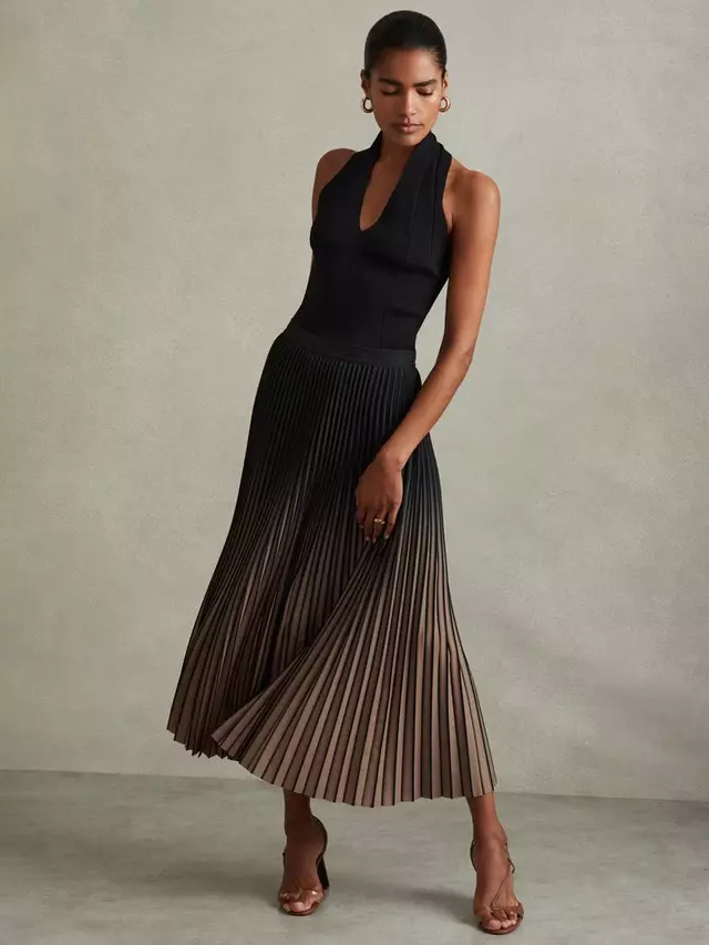 

Юбка Reiss Marlie Pleated Maxi, цвет black/taupe