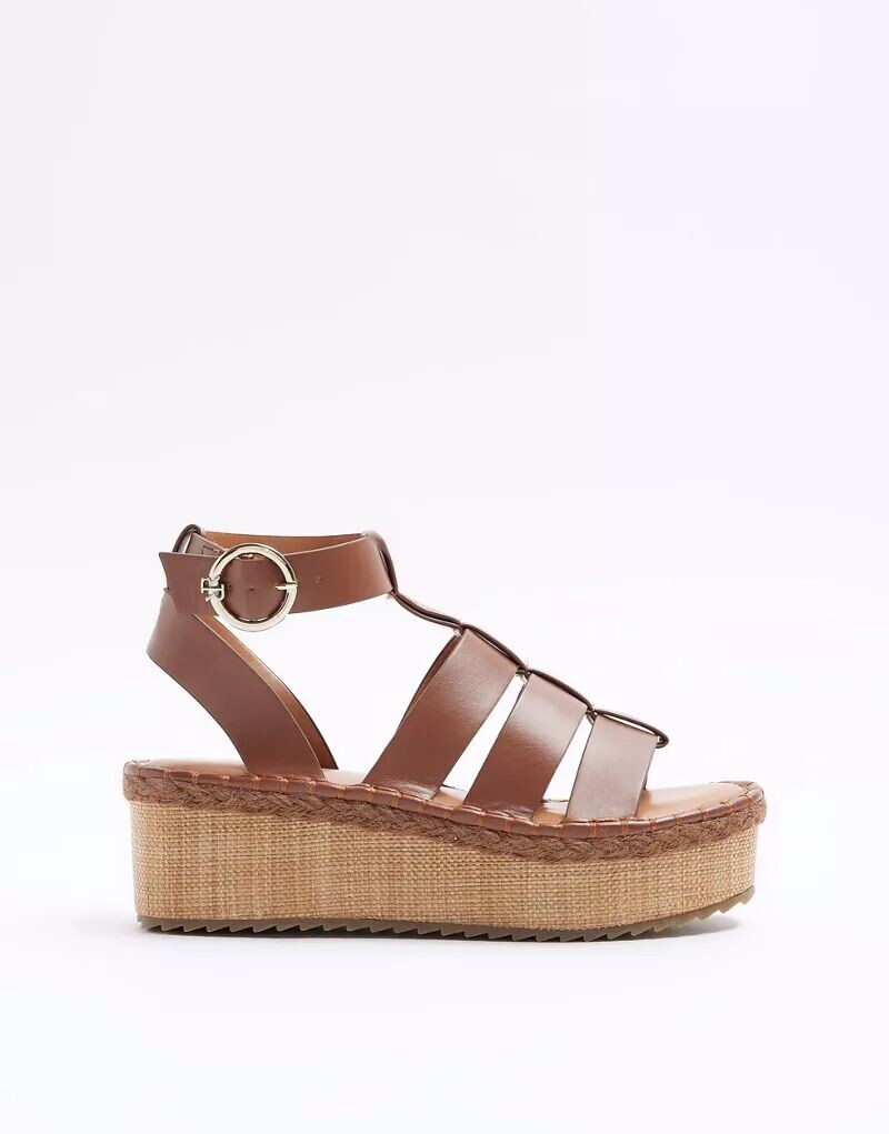 

Светлые коричневые сандалии на платформе River Island Fisherman