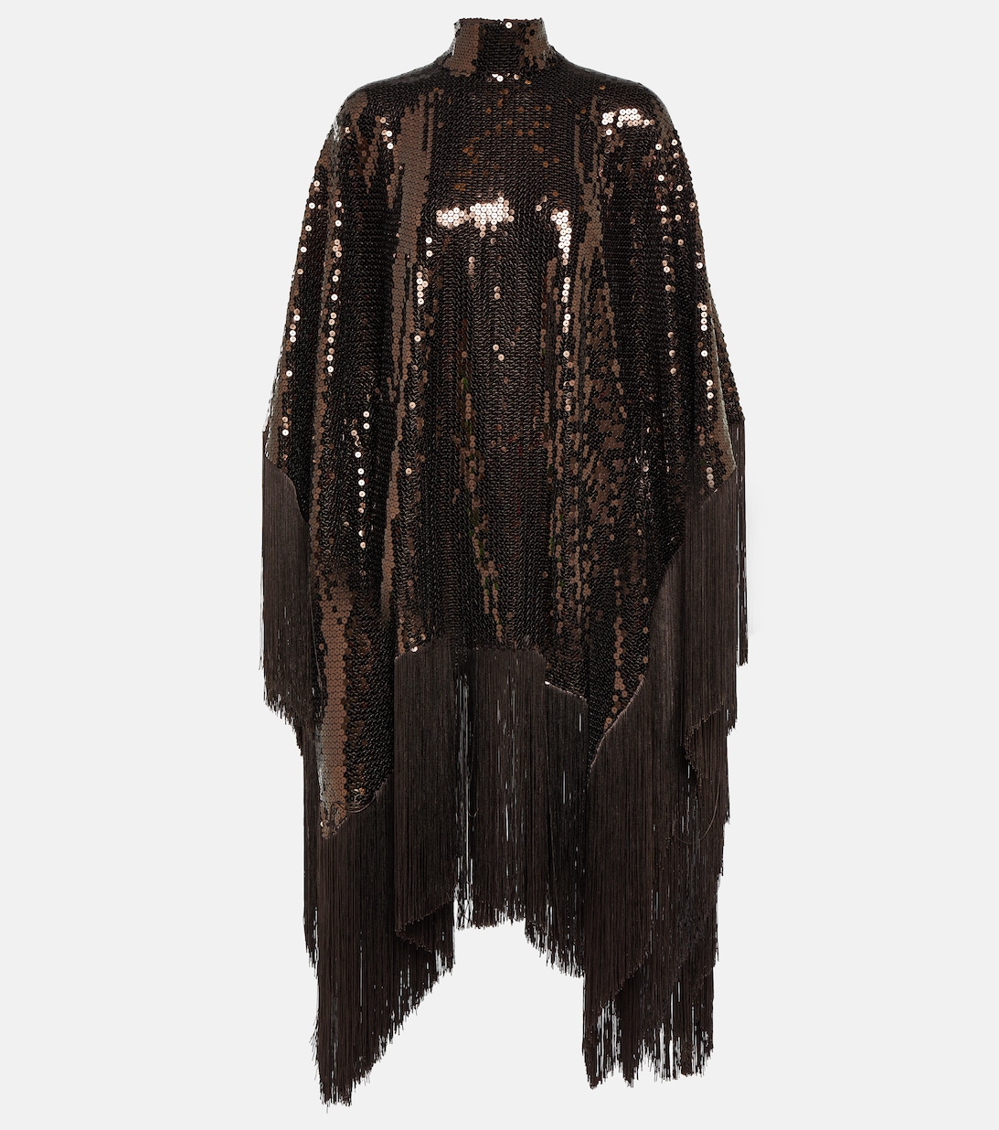 Мини-платье с бахромой и пайетками TALLER MARMO, коричневый
