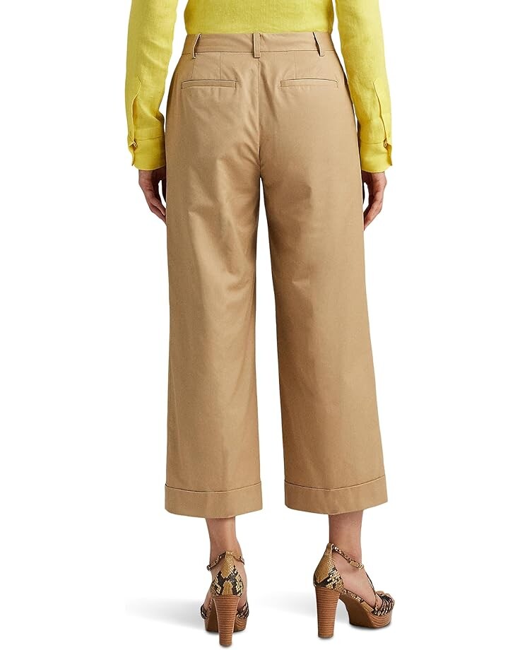 

Брюки LAUREN Ralph Lauren Petite Pleated Cotton Twill Cropped Pants, цвет Birch Tan