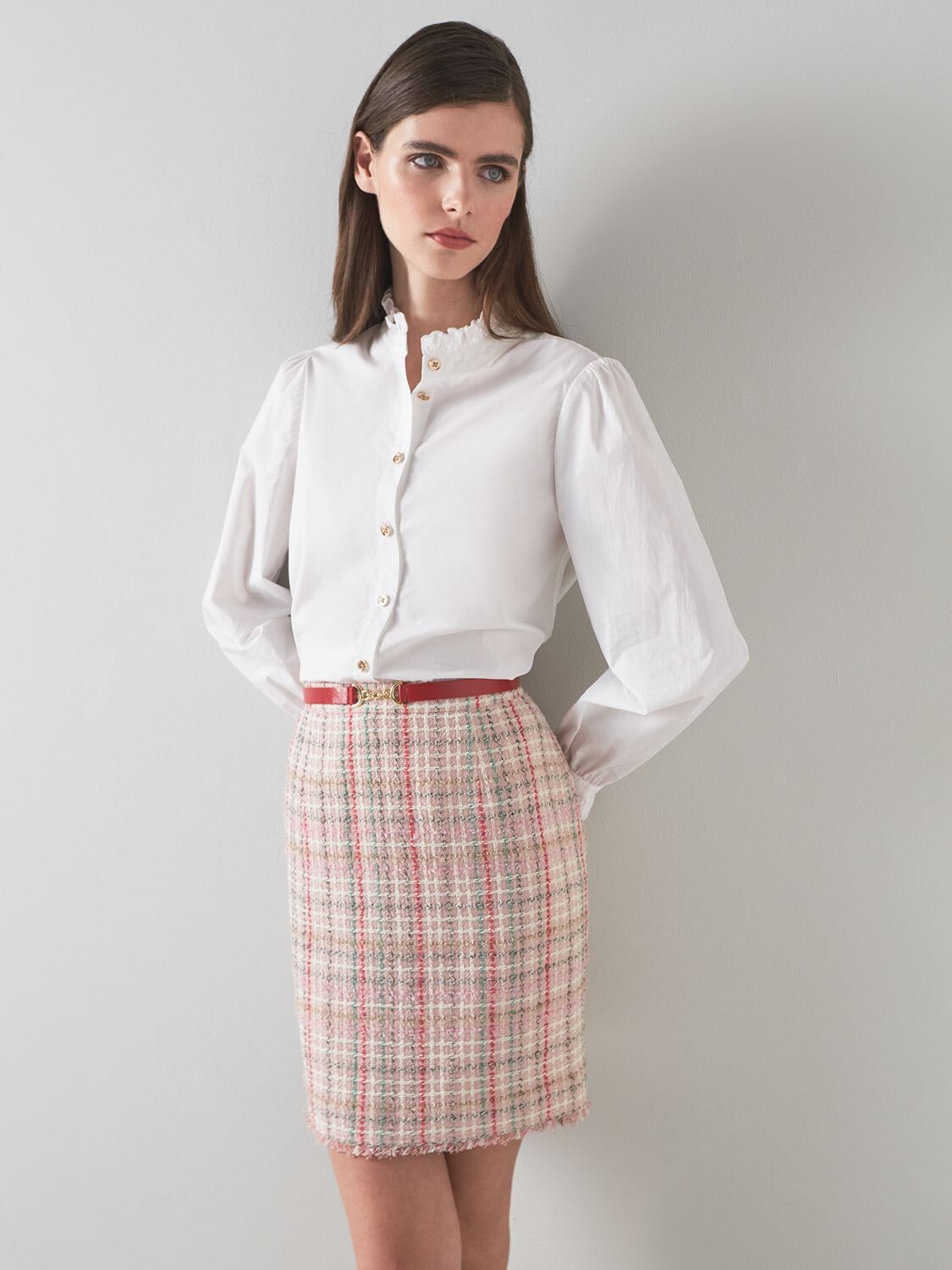 

LKBennett Mabel Твидовая юбка из смесовой шерсти, розовый/зеленый