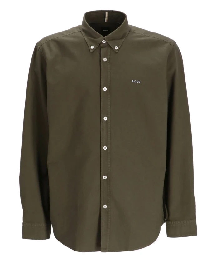 

Рубашка узкого кроя из хлопка Hugo Boss, зеленый