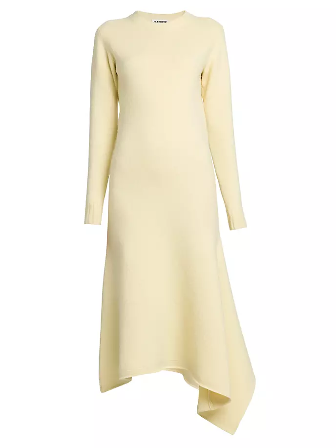 

Шерстяное платье-свитер с драпировкой Jil Sander, цвет natural