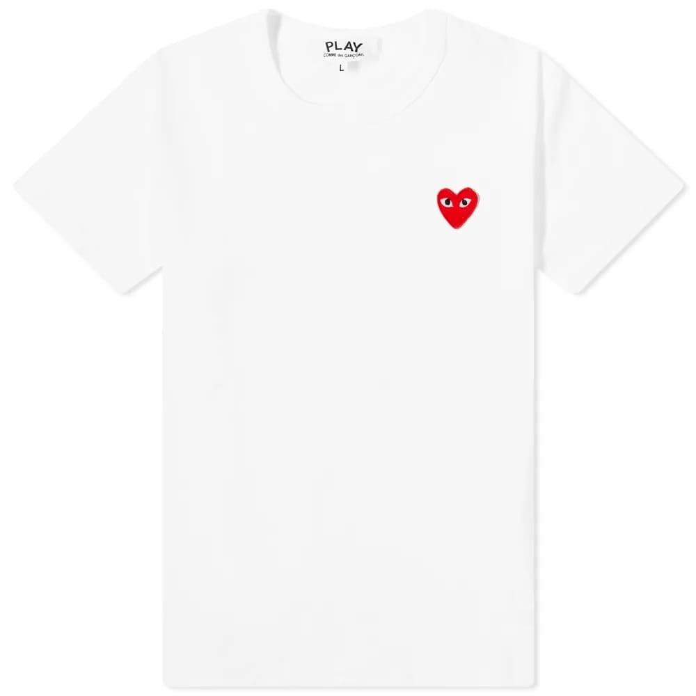 

Женская базовая футболка с логотипом Comme des Garcons Play, белый/красный