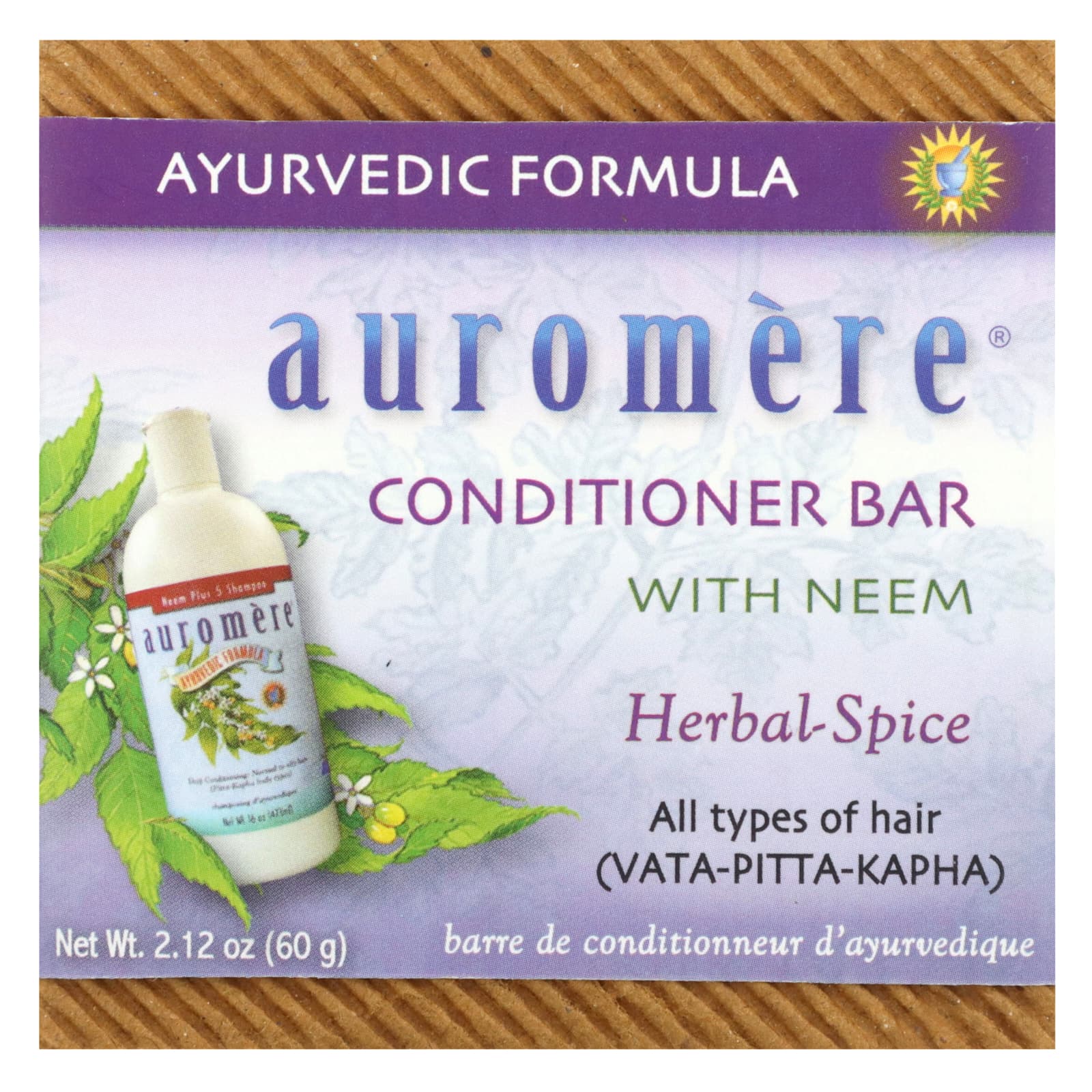 Auromere Батончик-кондиционер с нимом пряностями и травами для всех типов волос 60 г (2,12 унции)