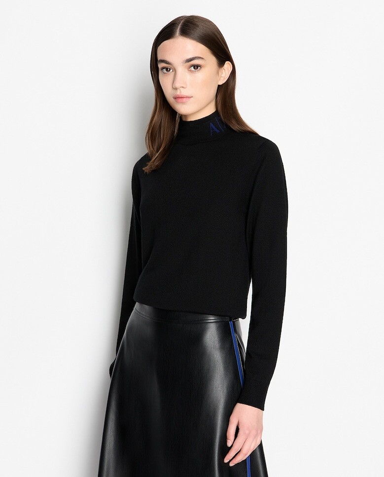 

Женская водолазка с логотипом Armani Exchange, черный