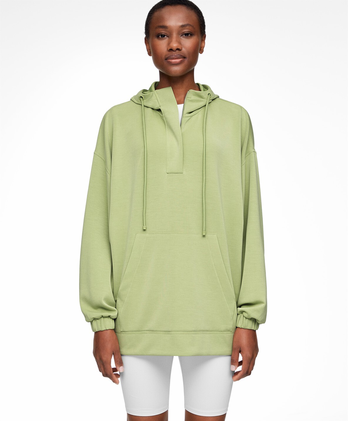 

Толстовка Oysho Oversize With Soft-touch Modal And Zip, бледно-зеленый