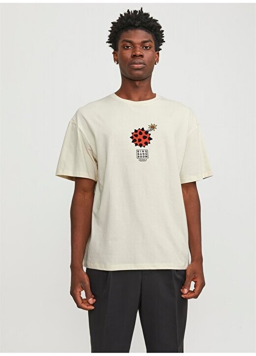 

Кремовая мужская футболка с круглым вырезом JORBLOCKPOP TEE SS CREW NECK TG LN Jack & Jones, кремовый