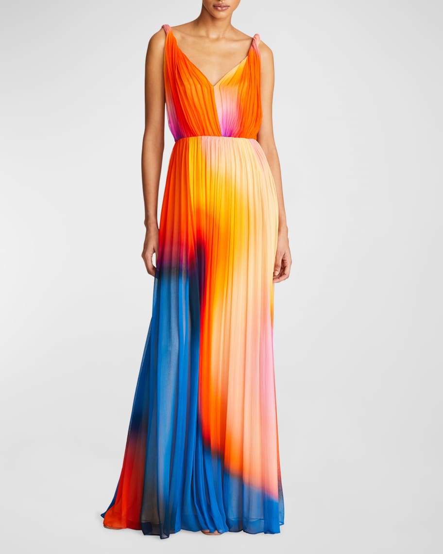 

Плиссированное шифоновое платье Stacia с эффектом «омбре» Halston
