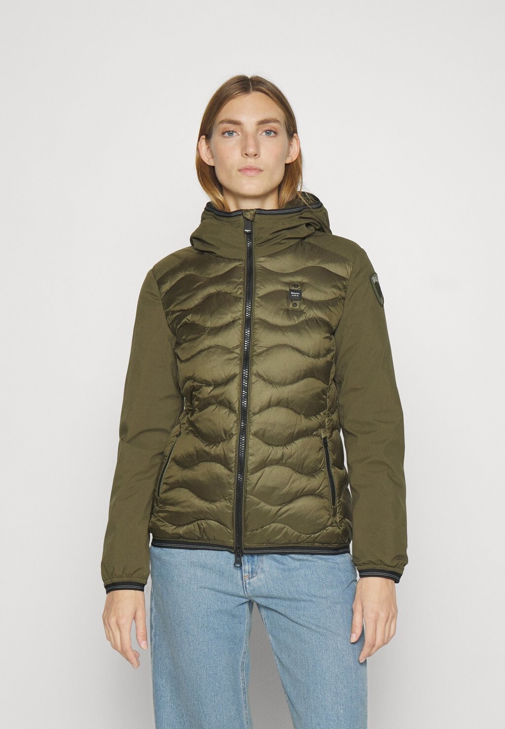 

Пуховик Basic Hoodie Jacket Roll Stitching Mixed Wave Blauer, цвет dark olive