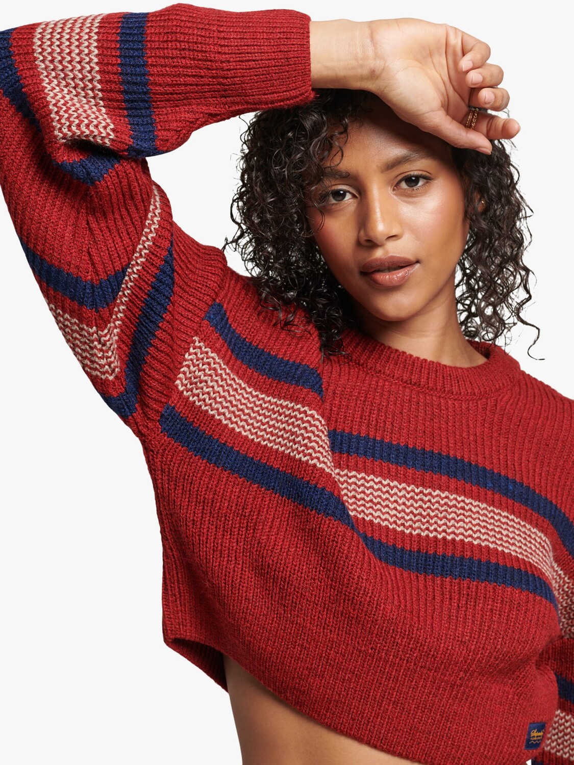 

Классический укороченный джемпер с круглым вырезом Superdry, темно-красный