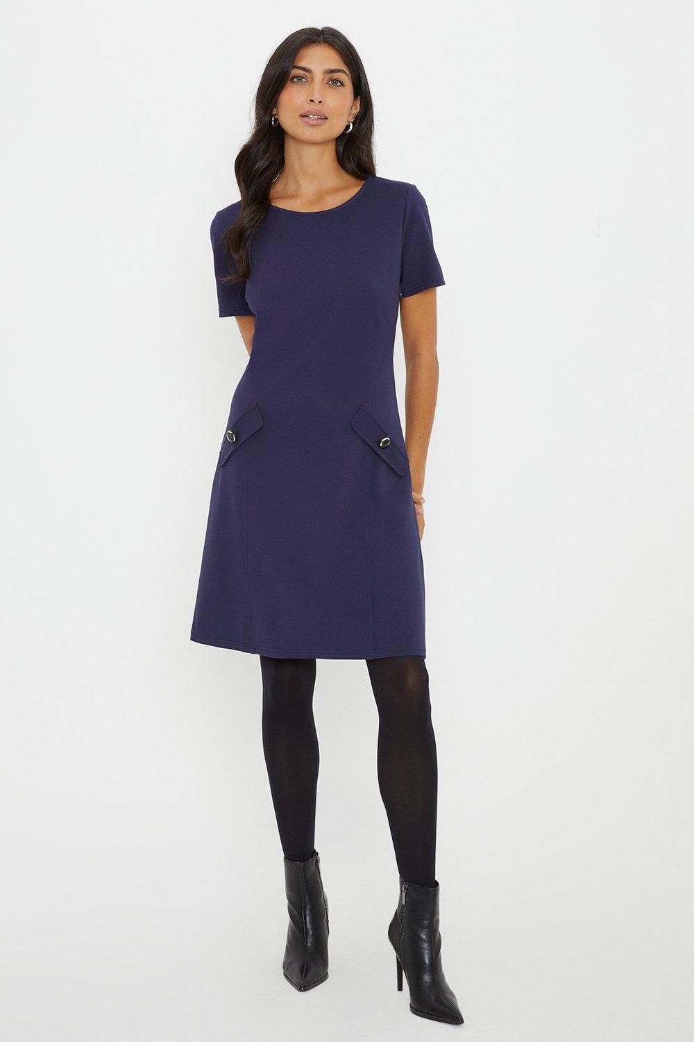 цена Платье прямого кроя премиум-класса с боковым карманом Ponte Wallis, темно-синий