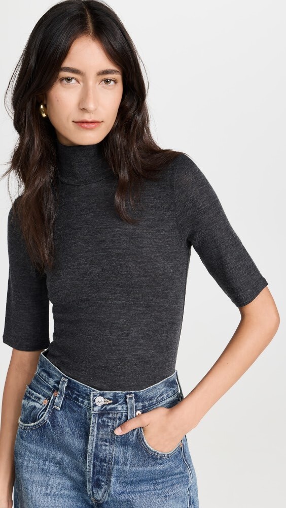

Футболка Vince Elbow Sleeve Turtleneck, угольный