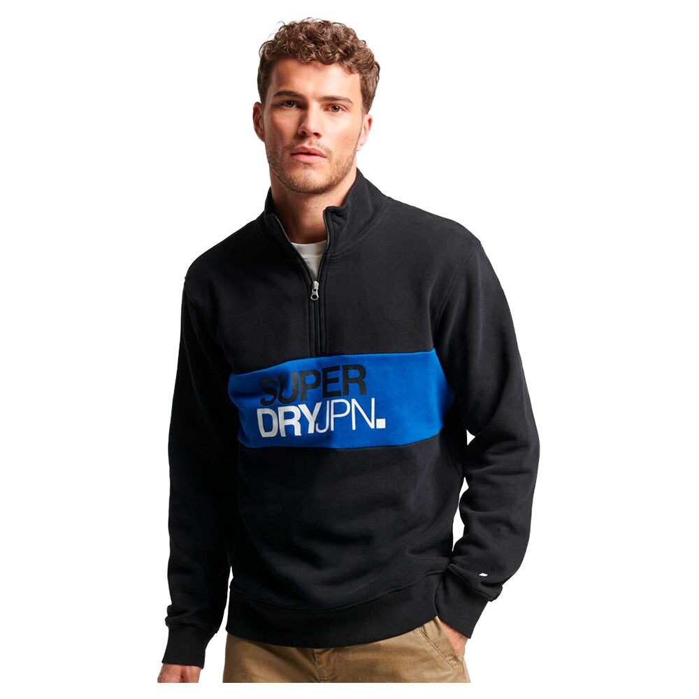 

Свитер Superdry Sportswear Logo Loose Half Zip, черный