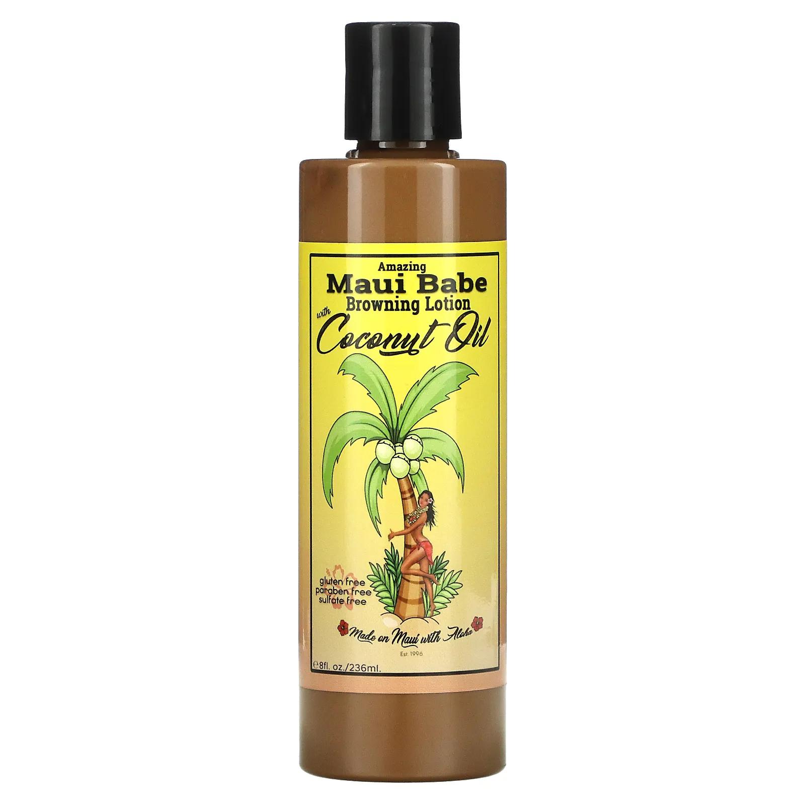 Maui Babe Amazing Browning Lotion with Coconut Oil 8 fl oz (236 ml) maui babe лосьон для придания коричневого цвета полностью натуральный быстрый темный загар 4 жидких унции