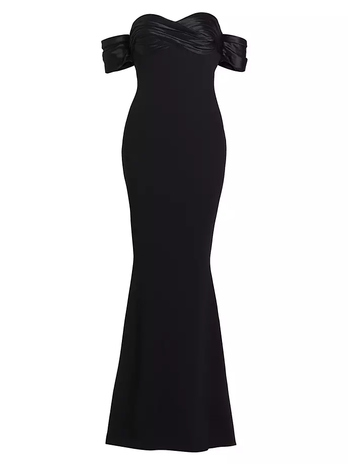 

Платье русалки из кади с открытыми плечами Zuhair Murad, черный