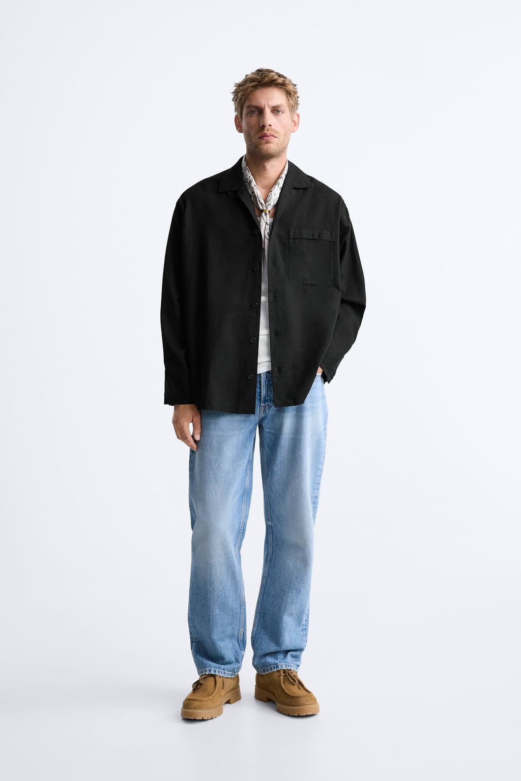 

Рубашка оверсайз ZARA, черный
