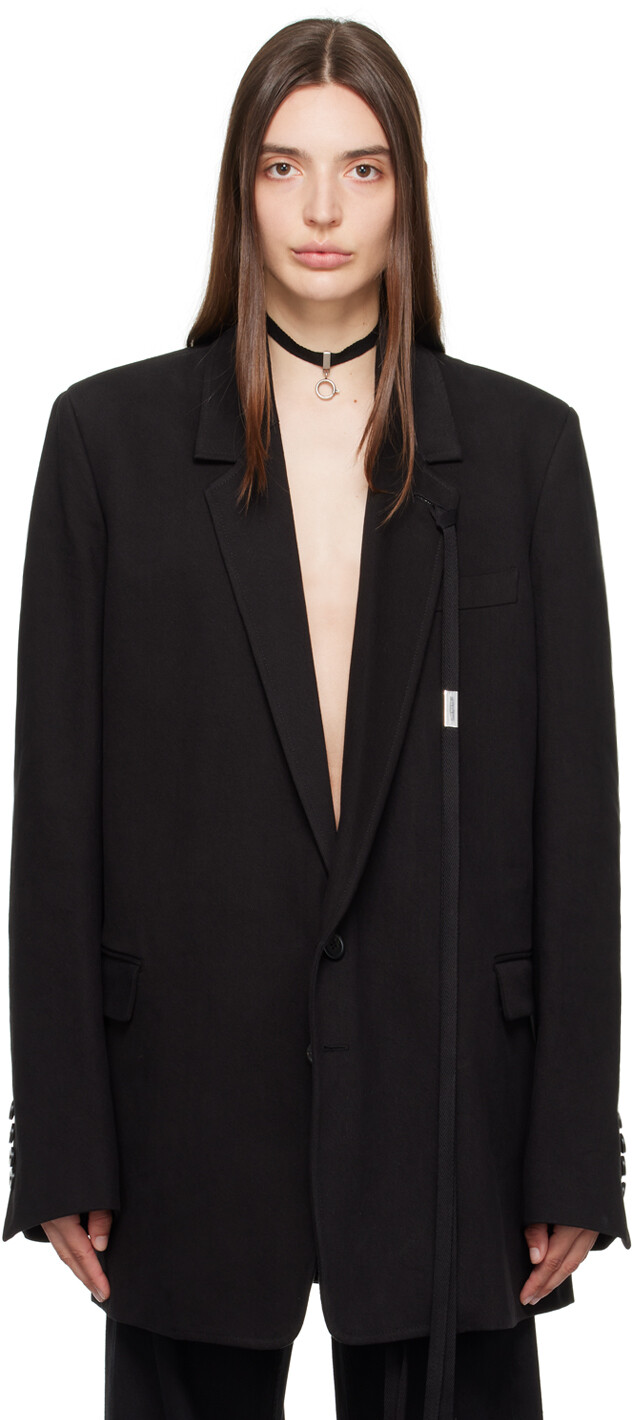 

Черный джинсовый пиджак с напуском Ann Demeulemeester Agnes