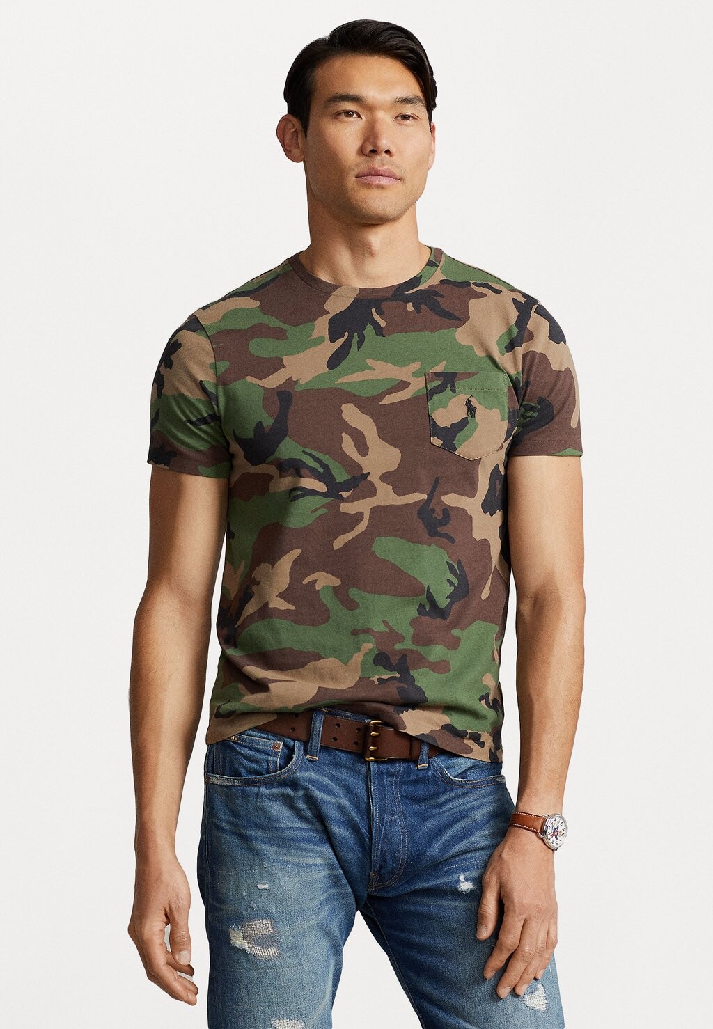 

футболка с принтом CUSTOM SLIM FIT CAMO POCKET Polo Ralph Lauren, хаки