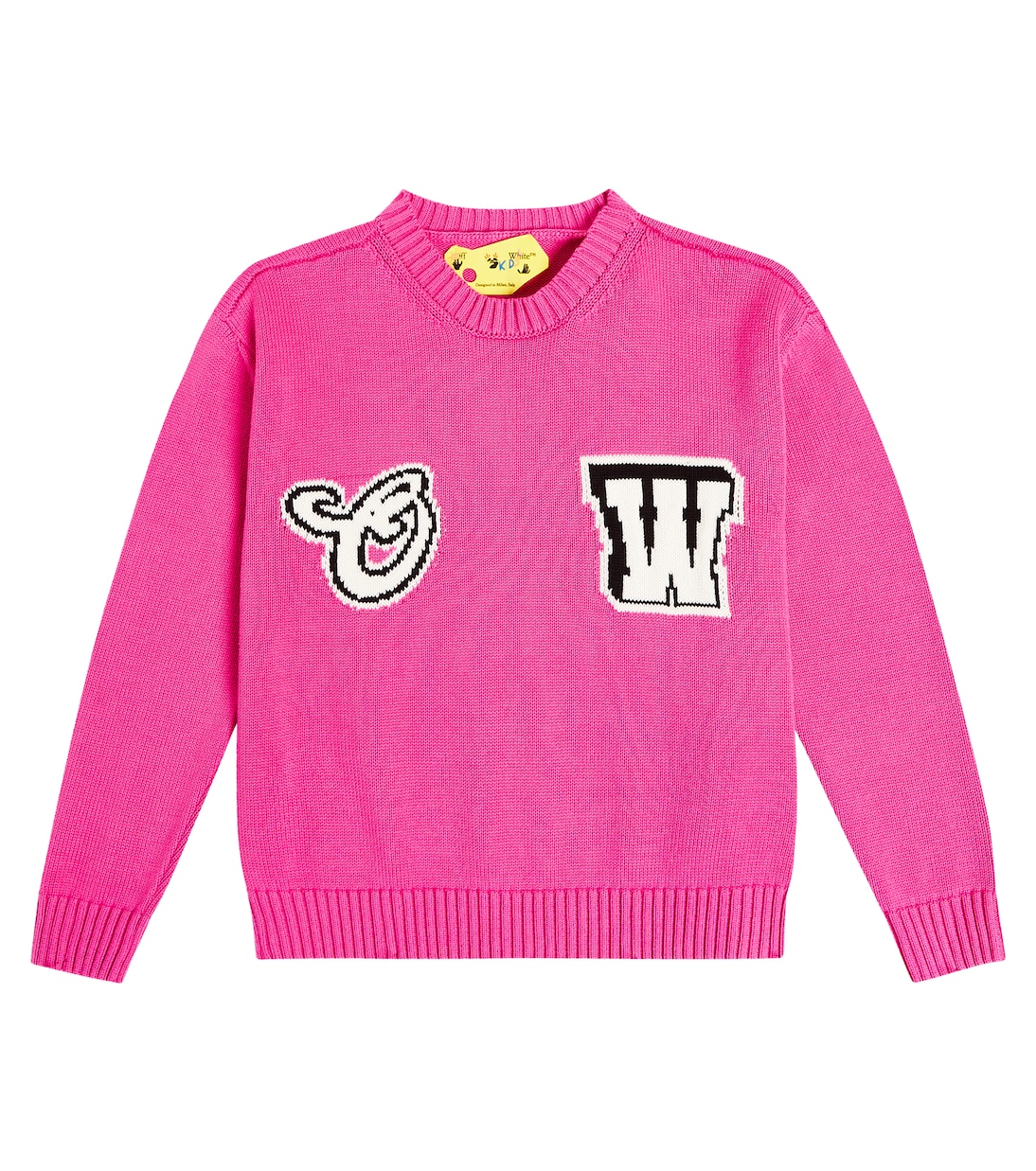 Шерстяной свитер с логотипом Off-White Kids, розовый шерстяной бомбер с нашивками off white