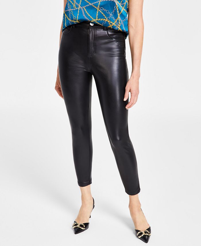 Женские узкие брюки из искусственной кожи I.N.C. International Concepts, черный