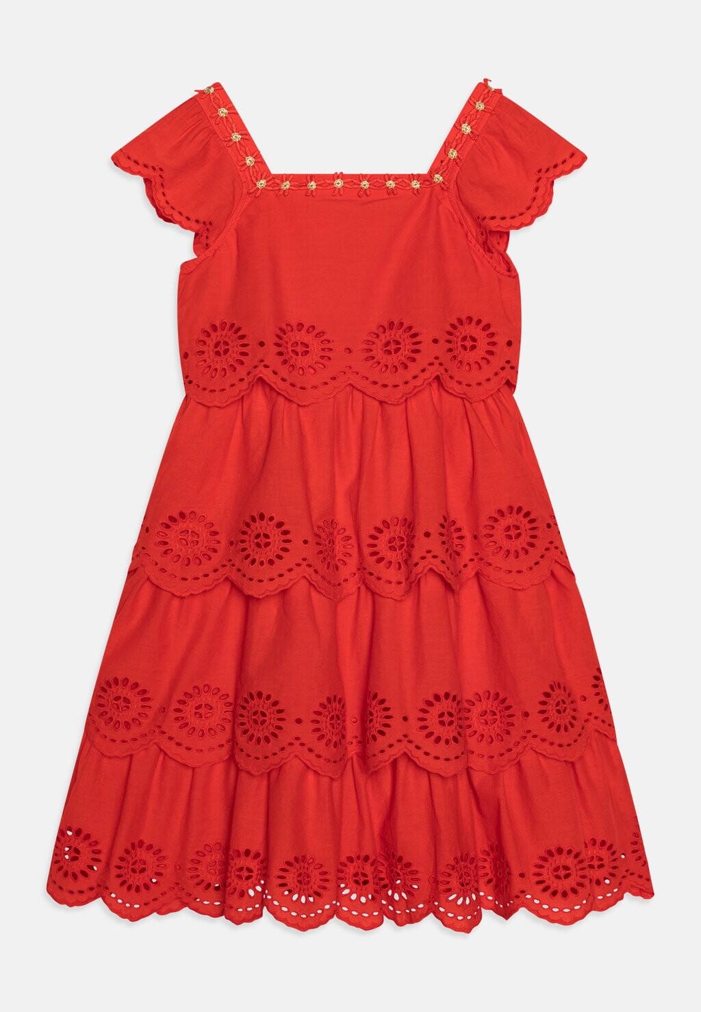 

Коктейльное/праздничное платье LAYERED BRODERIE ANGLAISE DRESS Scotch & Soda, цвет lobster red