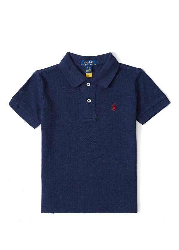 

Футболка для девочек с темно-синим логотипом Polo Ralph Lauren