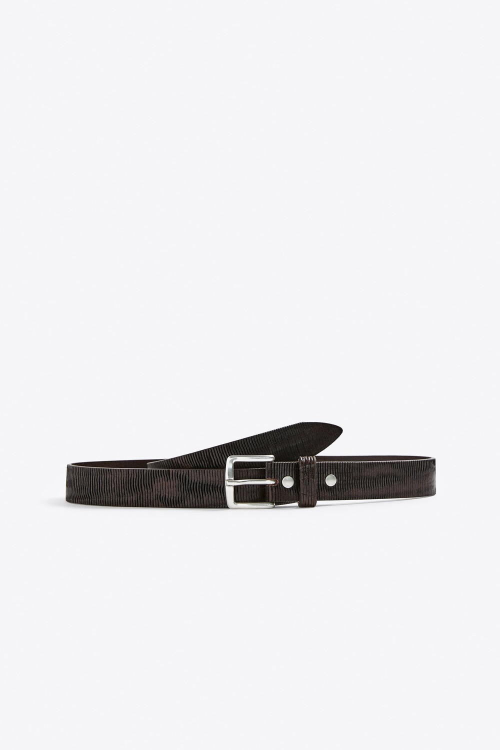 

Ремень из текстурированной кожи Zara, темно-коричневый