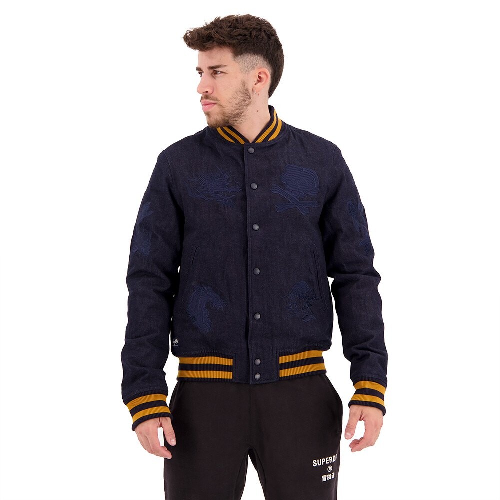 

Куртка Superdry Vintage Indigo Varsity Bomber, синий