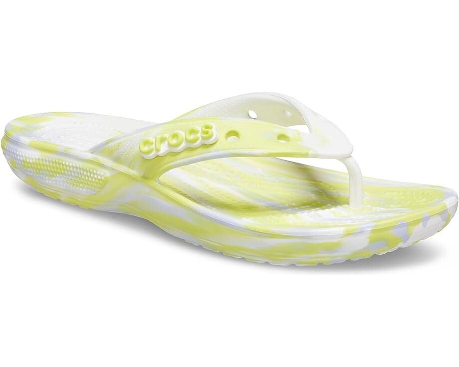 

Сандалии Crocs Classic Flip-Flop, цвет White/Microchip Marbled