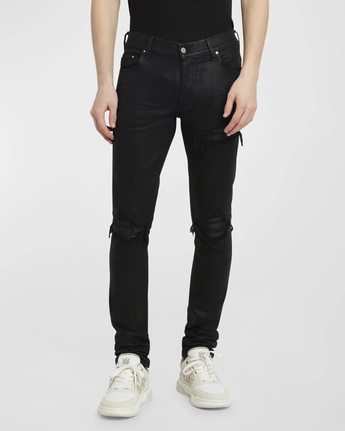 

Мужские вощеные джинсы скинни MX1 Amiri, цвет Black