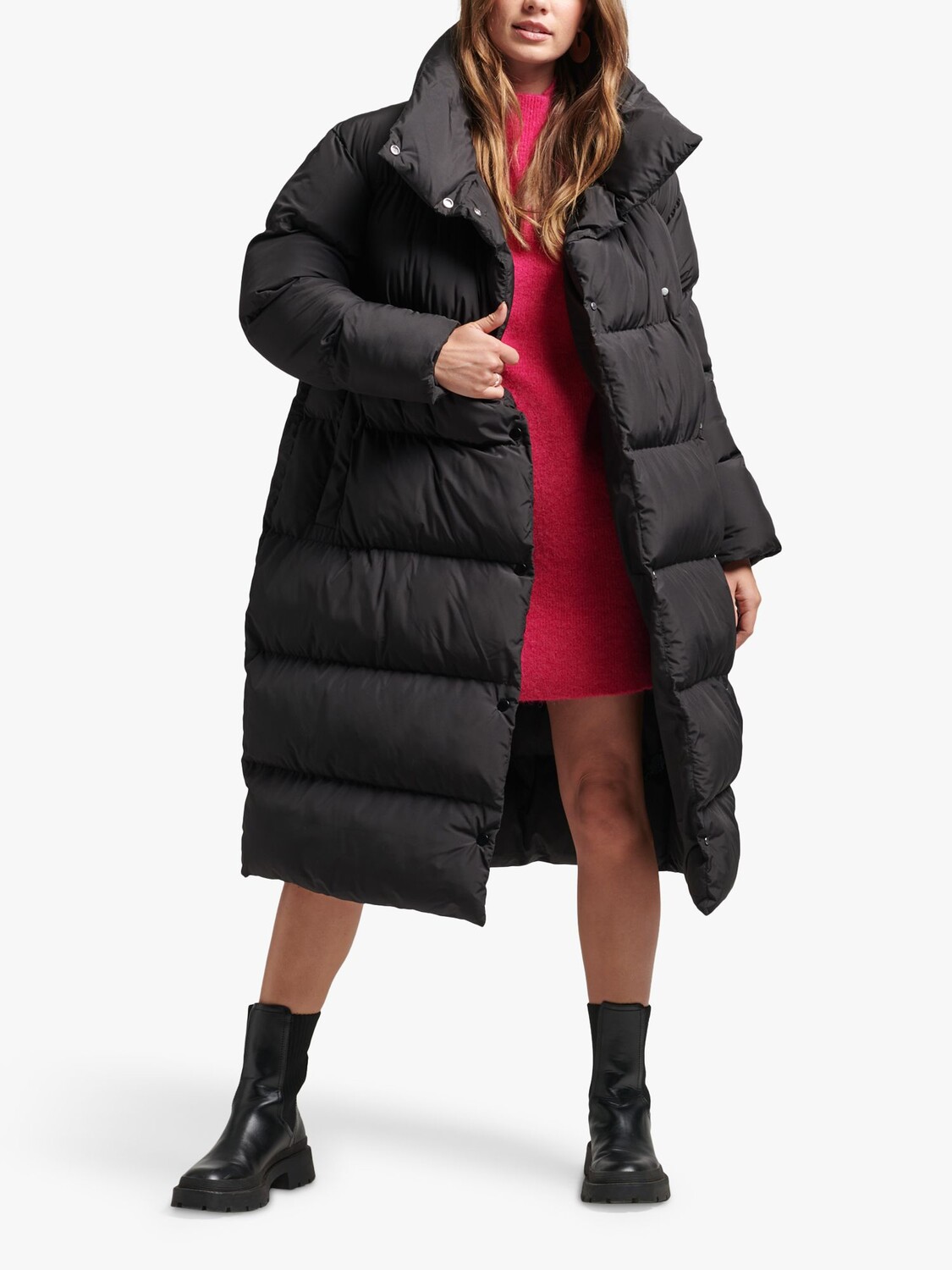 

Удлиненный пуховик Superdry, черный