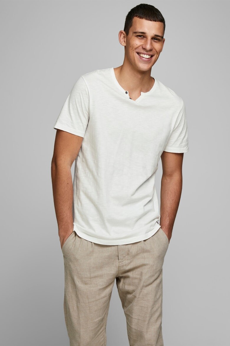 

Приталенная футболка Henley с комбинацией Jack & Jones, белый