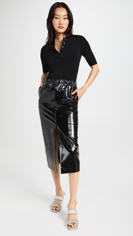 

Юбка Maison Margiela Shiny Coated Midi, черный
