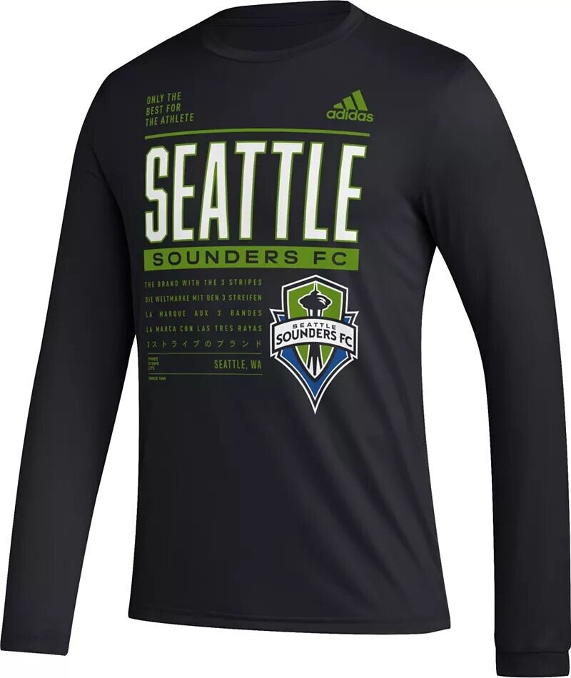 

Черная рубашка с длинным рукавом Adidas Seattle Sounders DNA
