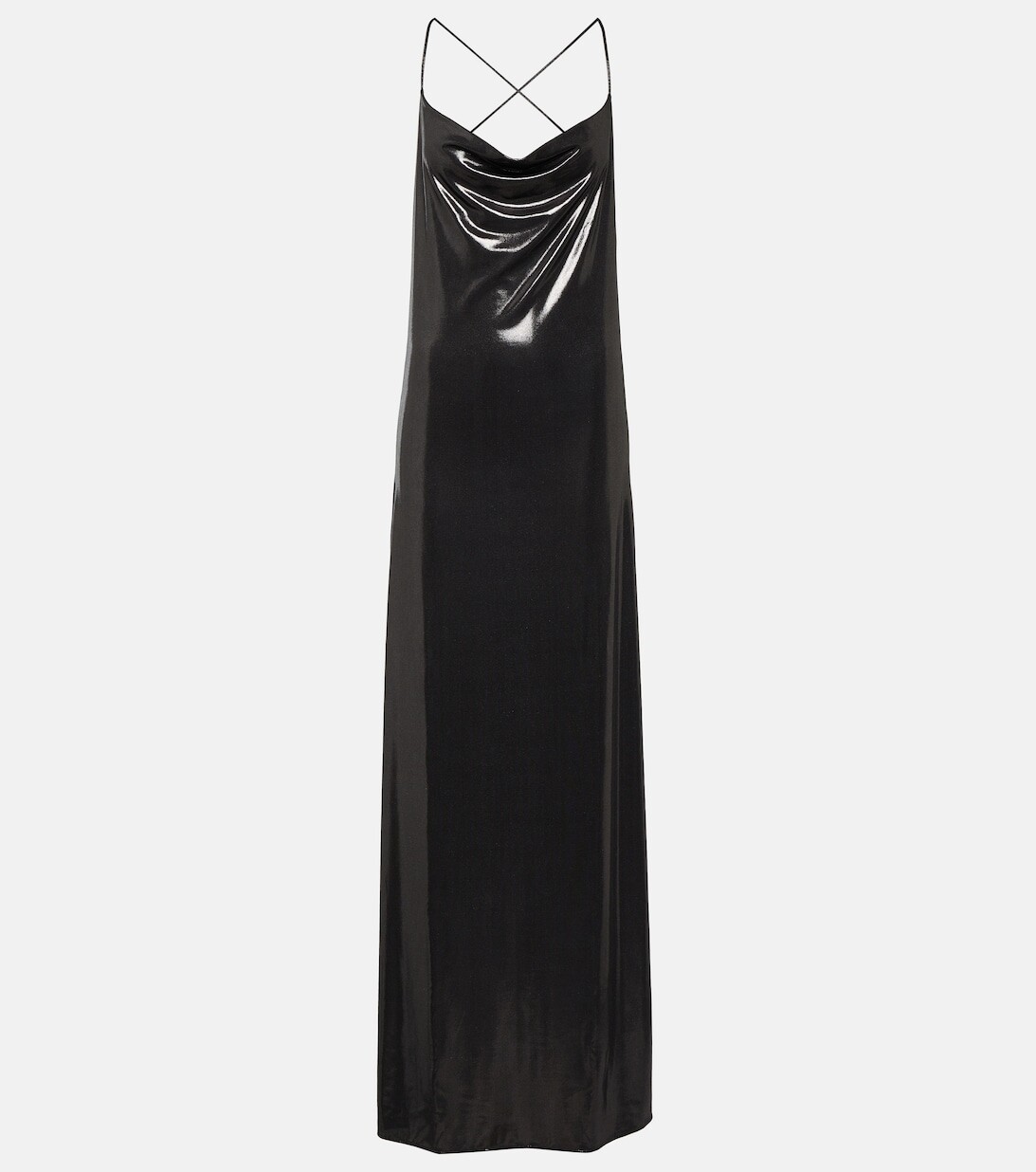 

Платье макси с воротником-хомутом SAINT LAURENT, серебряный, Серый
