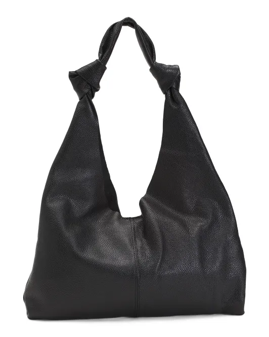 

Кожаный хобо с напуском и узлами Made In Italy Viola Castellani, черный