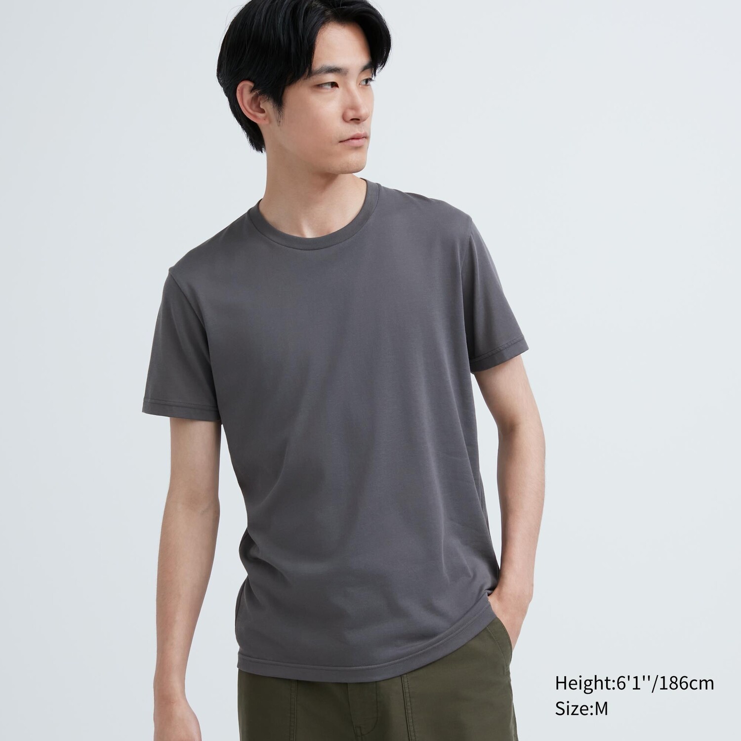 Футболка Uniqlo Dry Color с круглым вырезом, серый футболка uniqlo dry color с круглым вырезом серый