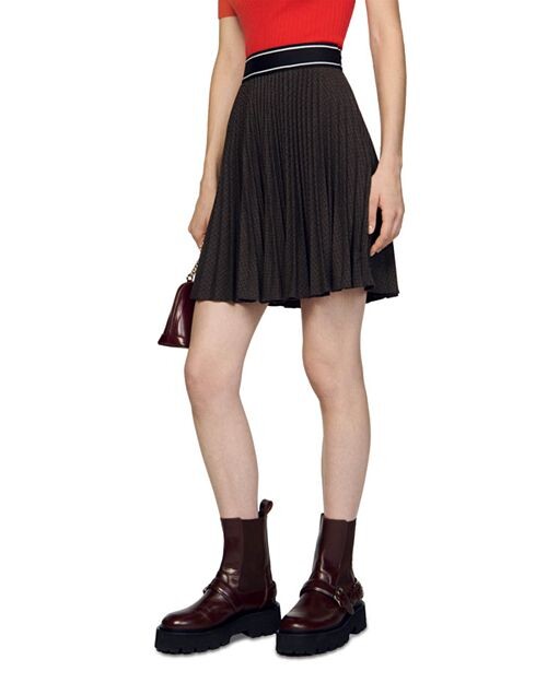 

Короткая плиссированная юбка Belky Sandro, цвет Brown